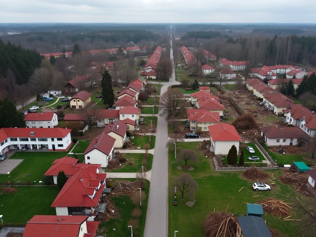 Poškozené zahrady a stromy v Litoměřicích.